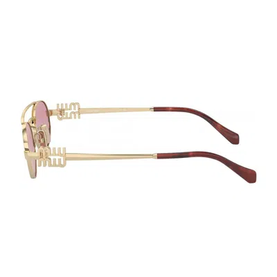 Miu Miu Womens Gold Mu 54zs Oval-frame Metal Sunglasses