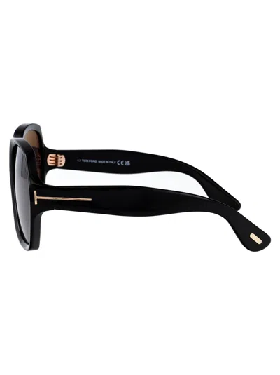 Tom Ford Nero Lucido Acetate Sunglasses In Nero Lucido / Fumo
