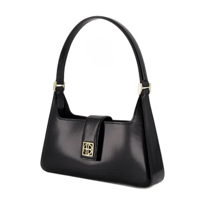 Anine Bing Elly Snake Embossed Leather Shoulder Bag In Black