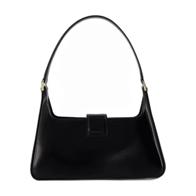 Anine Bing Elly Snake Embossed Leather Shoulder Bag In Black