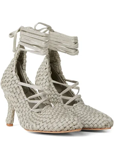 Isa Boulder Weavestrap Heels In Silver