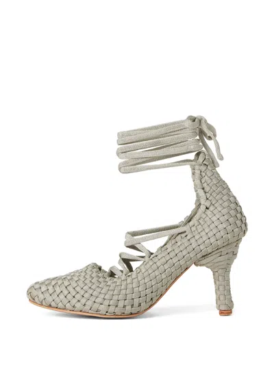 Isa Boulder Weavestrap Heels In Silver