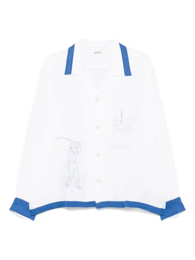 Bode White Club Champion Long Sleeve Shirt