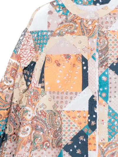 Etro Patchwork-print Blouse In Blue