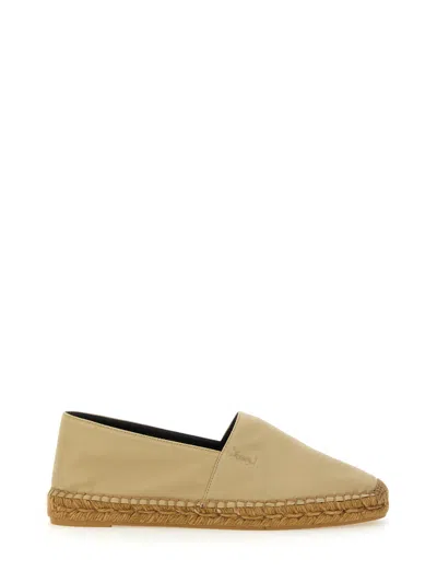 Saint Laurent Cotton Ysl Slip-on Espadrilles In Beige