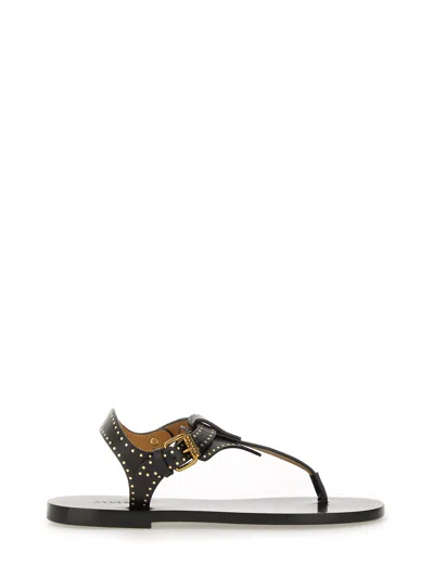 Isabel Marant Flat Thong Sandals With Metallic Studs In Black