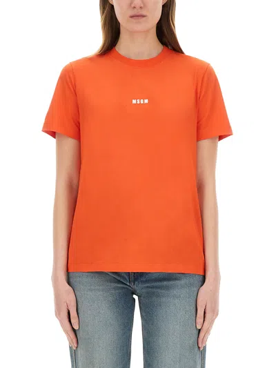 Msgm Tshirt With Logo In Red