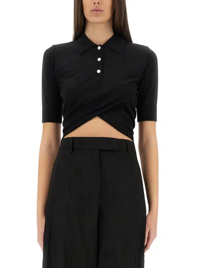 Sportmax Shaker Cropped Polo Shirt Clothing In Black