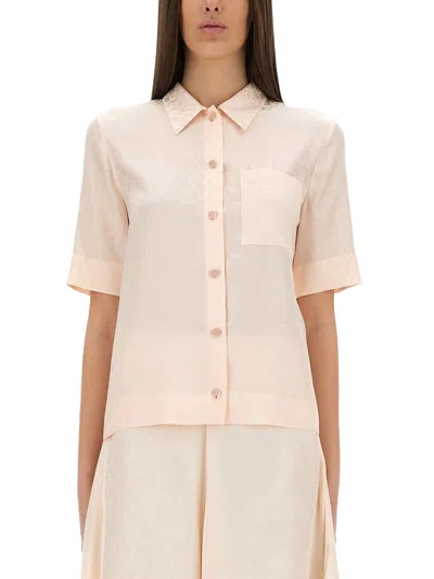 Fendi Embroidered Silk Shirt In Pink