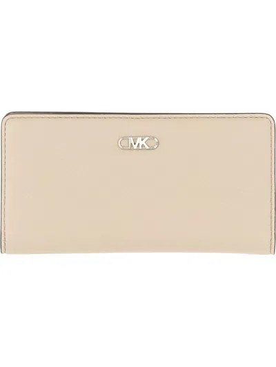 Michael Michael Kors Cow Leather Wallet With Zippered Compartment In Brown