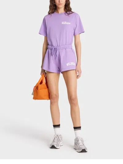 Sporty And Rich Wellness Ivy Disco Graphic Shorts In Purple