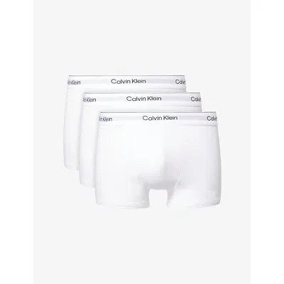 Calvin Klein Mens Blk Snow Heather Pink Icon Relaxed-fit Pack-of-three Stretch-cotton Trunks In White White White