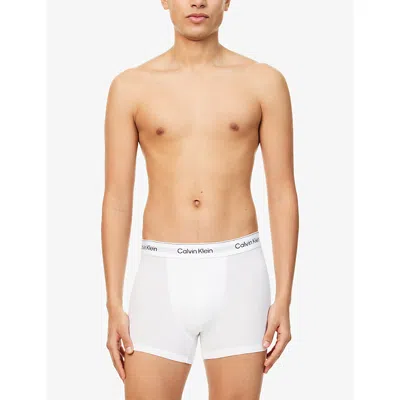 Calvin Klein Mens Blk Snow Heather Pink Icon Relaxed-fit Pack-of-three Stretch-cotton Trunks In White White White