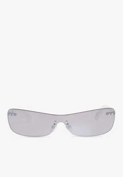 Jacquemus Mirada Shield Sunglasses In Gray