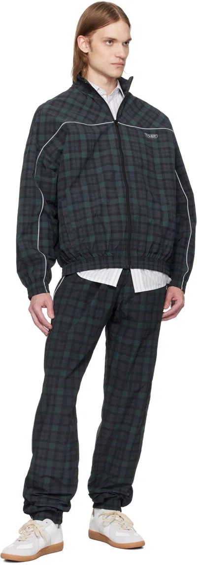 Martine Rose Navy & Green Printed Track Pants In Multi