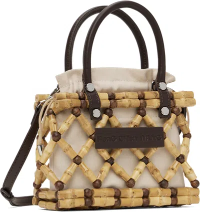 Feng Chen Wang Biege Woven Bamboo Bag In Bamboo
