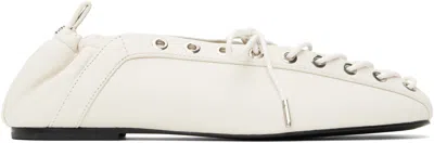 Ganni Womens White Eyelets Lace-up Pélinova Ballet Flats Eur 37 / 4 Uk In Neutral