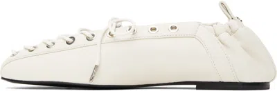 Ganni Womens White Eyelets Lace-up Pélinova Ballet Flats Eur 37 / 4 Uk In Neutral