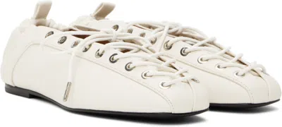 Ganni Womens White Eyelets Lace-up Pélinova Ballet Flats Eur 37 / 4 Uk In Neutral