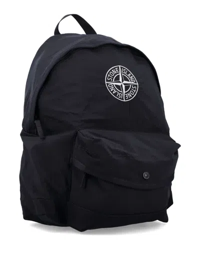 Stone Island Top Handle Backpack In Black