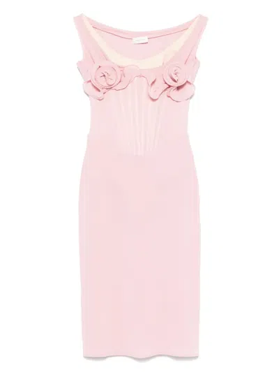Magda Butrym Pink Floral Bustier Midi Dress In 粉色