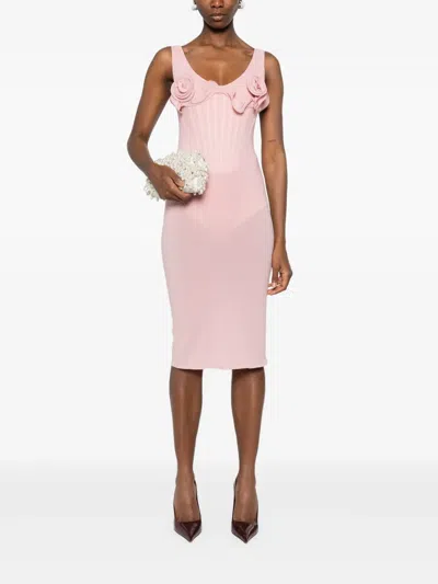 Magda Butrym Pink Floral Bustier Midi Dress In 粉色