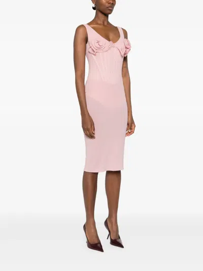 Magda Butrym Pink Floral Bustier Midi Dress In 粉色