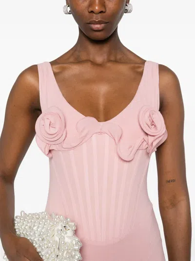 Magda Butrym Pink Floral Bustier Midi Dress In 粉色