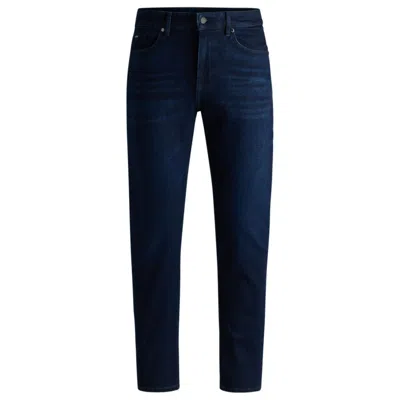Hugo Boss Regular-fit Jeans In Dark-blue Super-stretch Denim In Blue