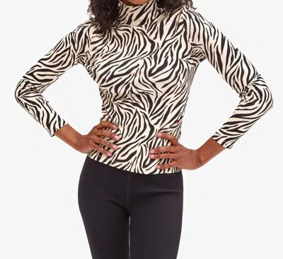 Clare V Le Turtleneck - Zebra Top In Cream/black In Multi