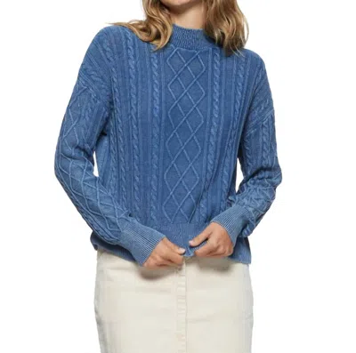 Flags & Anthem Mayfield Overdyed Cable Knit Sweater In Denim Blue In Multi