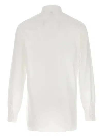 Barba Napoli Honeycomb-pattern Cotton Shirt In White