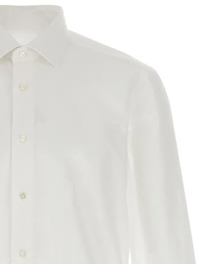Barba Napoli Honeycomb-pattern Cotton Shirt In White