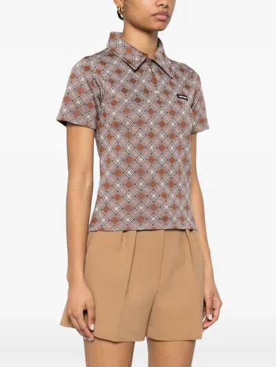 Miu Miu Gestricktes Poloshirt Aus Seide In Braun