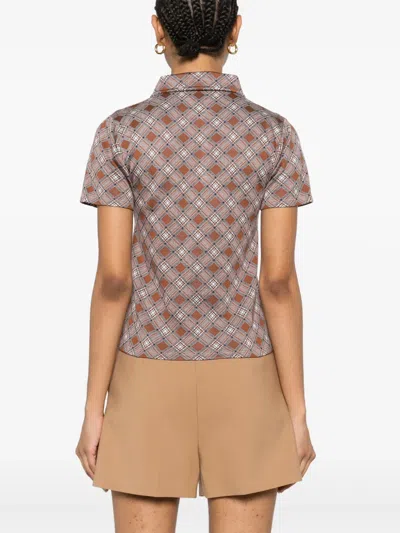 Miu Miu Gestricktes Poloshirt Aus Seide In Braun