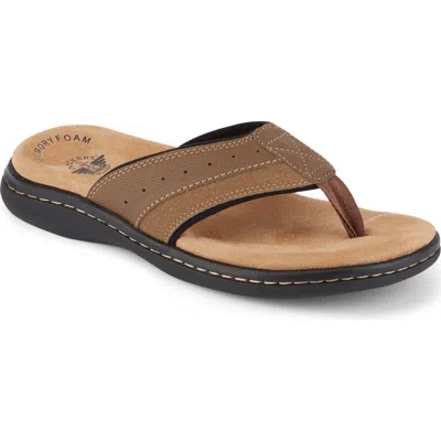 Dockers Mens Laguna Casual Flip-flop Sandal Shoe In Dark Tan