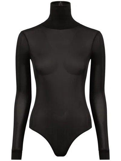 Maison Margiela Maison Martin Margiela Women Body Collo Alto Semitrasparente In Black