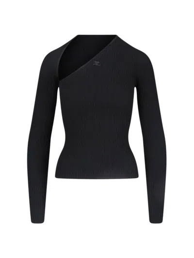 Courrèges Black High Neck Top In Black