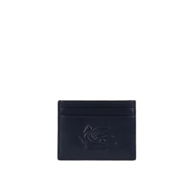 Etro Blue Embossed Logo Card Holder In Blue