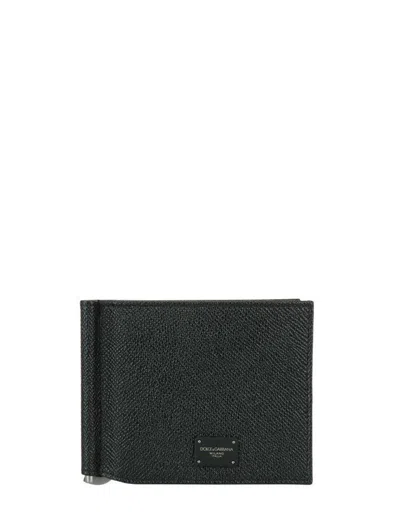 Dolce & Gabbana Small Zip-around Wallet In Calfskin With Raised Logo In Black