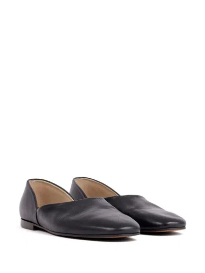 Maison Margiela Leather Grecian Slider Slippers Round Toe In Black