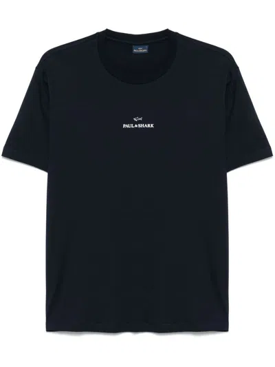 Paul & Shark Logo Print Cotton T-shirt Clothing In Blue