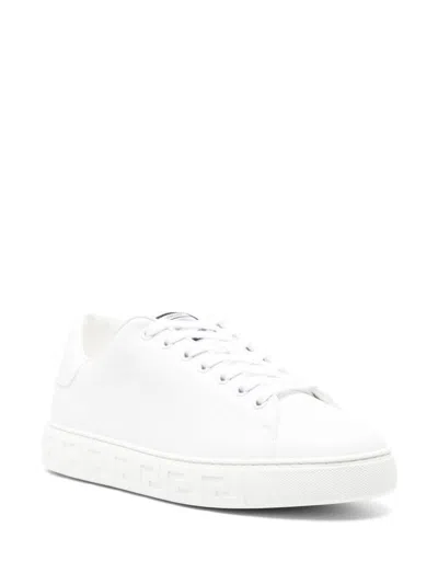 Versace Greca Responsible Faux Leather Sneakers In White