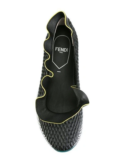 Shop Fendi Waves Slip-on Sneakers In Black