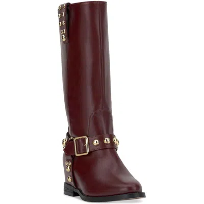 Jessica Simpson Milley Womens Studded Man Made Wedge Boots In Red