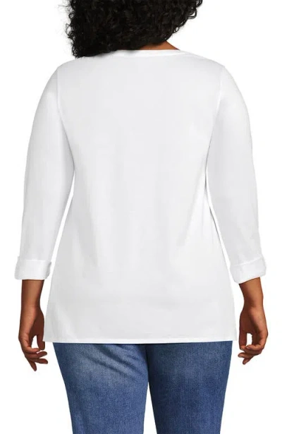 Lands' End Plus Size Supima Cotton Adjustable 3/4 Sleeve Boatneck Tunic In White