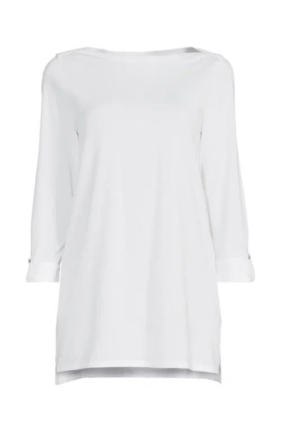 Lands' End Plus Size Supima Cotton Adjustable 3/4 Sleeve Boatneck Tunic In White