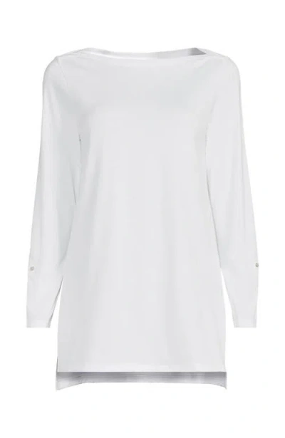 Lands' End Plus Size Supima Cotton Adjustable 3/4 Sleeve Boatneck Tunic In White