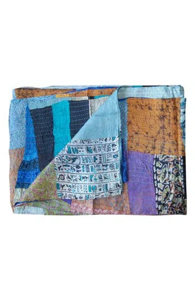 Taj Hotel Natural Group Kantha Silk Throw In Multi 9