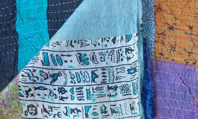 Taj Hotel Natural Group Kantha Silk Throw In Multi 9